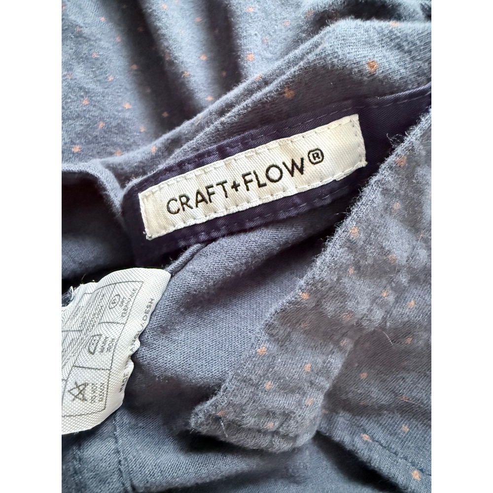 Craft & Flow Boys Navy Blue Orange Micro Dot Short Sleeve Button Down - Picture 3 of 5